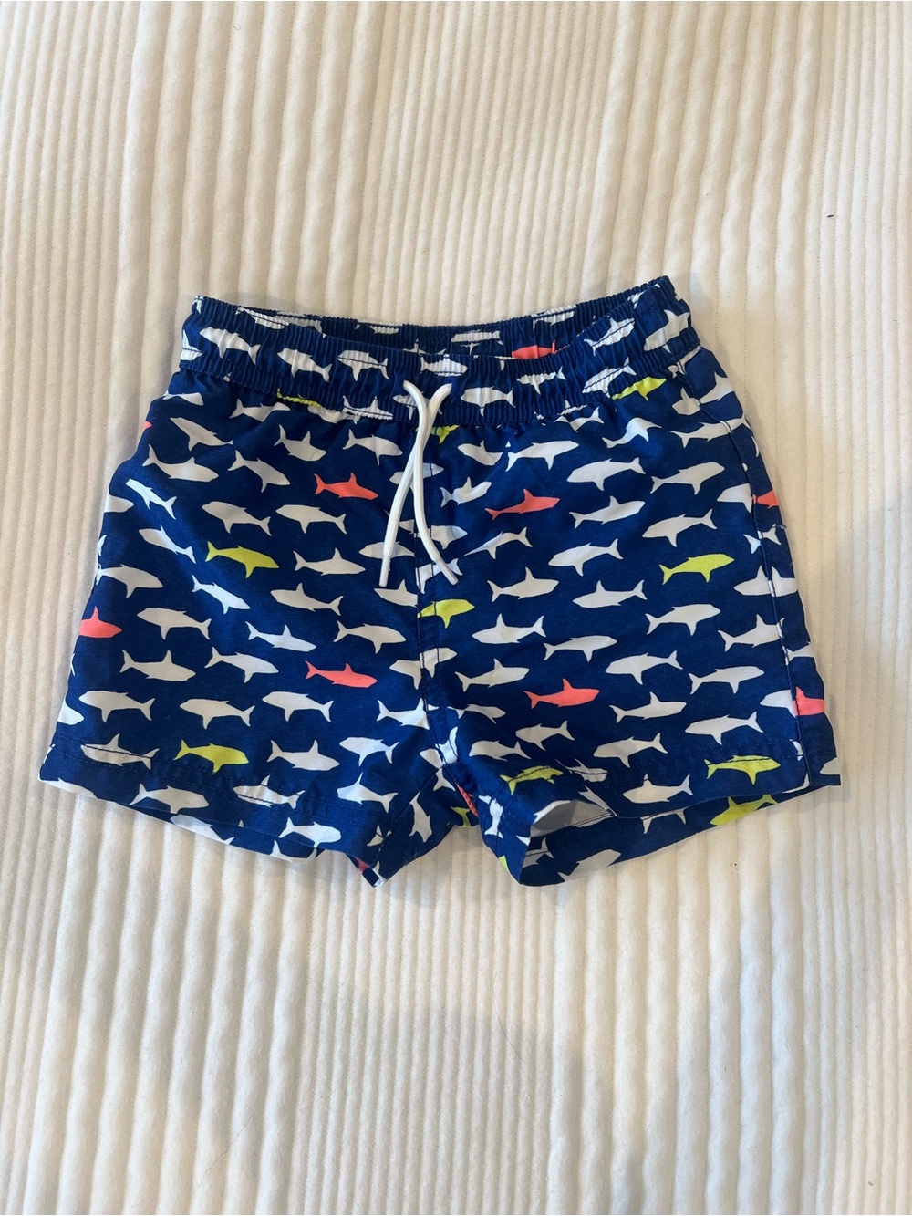 Janie and Jack - Kids Navy Shark Print Swim Shorts